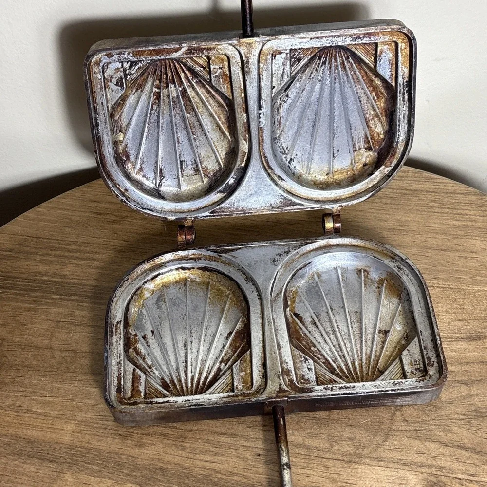 Vintage SEFAMA French Shell Sandwich Waffle Maker - Aluminum‎ Croque Monsieur